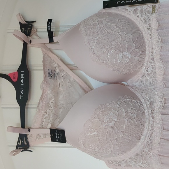 Tahari babydoll nightgown and g-string set, heavenly pink, XL, 38C, NWT - Picture 6 of 8